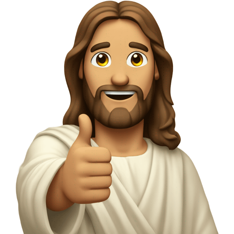 Jesus winking and giving a thumbs up with one hand and pointing with the other emoji