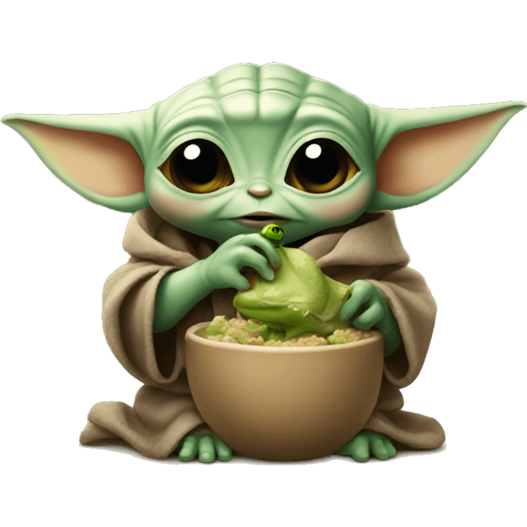 Baby yoda eating frog emoji