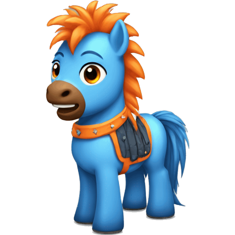 Full blue pony with orange mohawk emoji