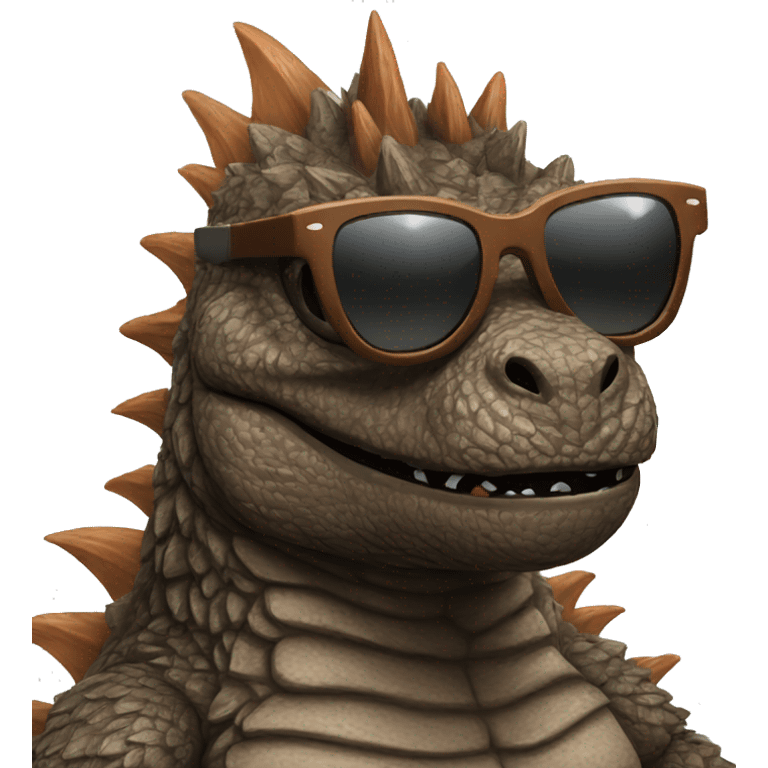 Brown Godzilla with sunglasses  emoji