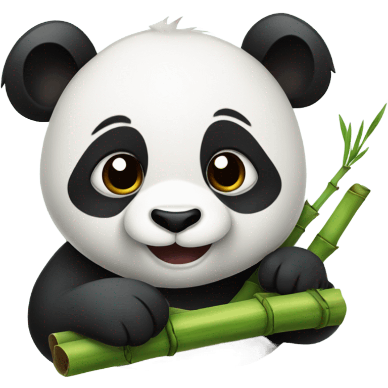 Panda sucking bamboo emoji