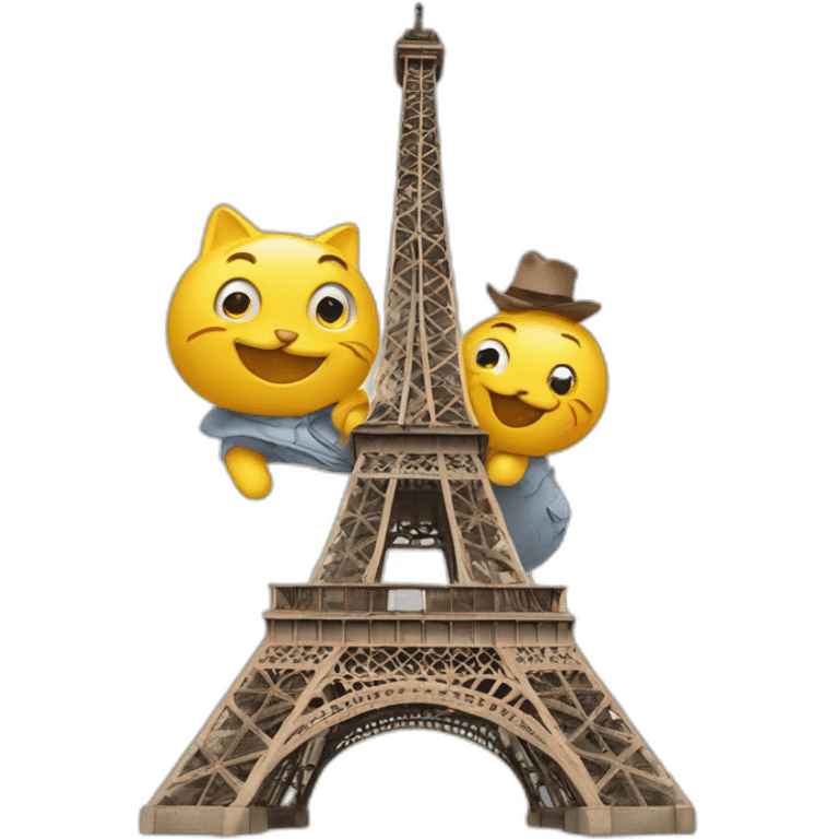 Un chat à côté de la Tour Eiffel emoji