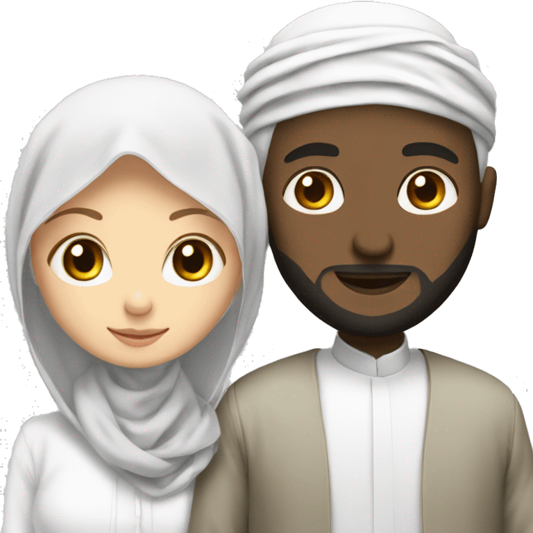 Girl with white hijab and islamische man Married  emoji