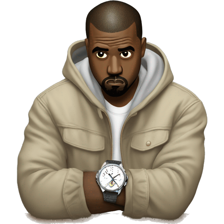 kanye west looking at his watch emoji