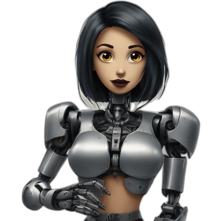 Robot speak with young woman with this style : gothic Pin-Up emoji