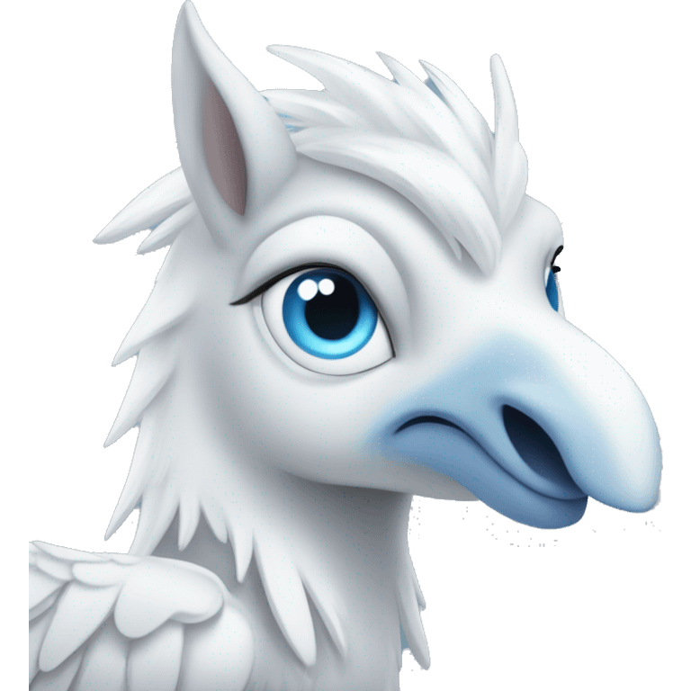 White hippogriff withe blue eyes emoji