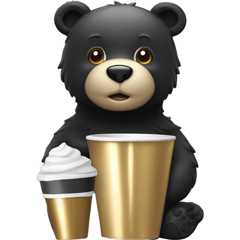 Gold ￼Ferrari with a black bear cup ￼ ￼ emoji