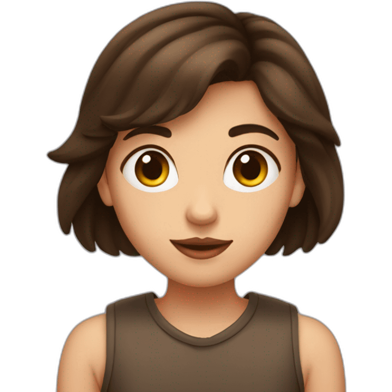 fille brune avec yeux des coeurs emoji