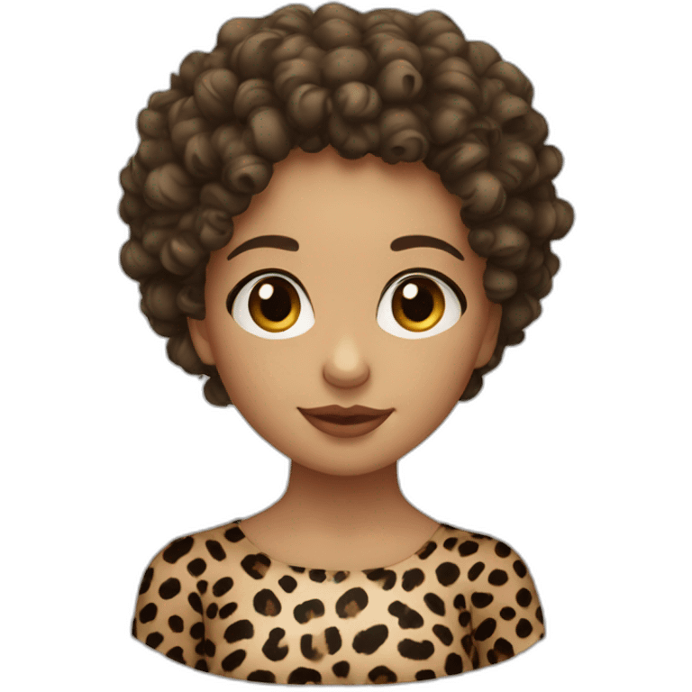 European curly hair girl in leopard emoji