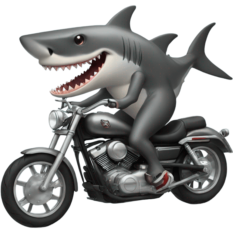 Shark riding a Harley.  emoji