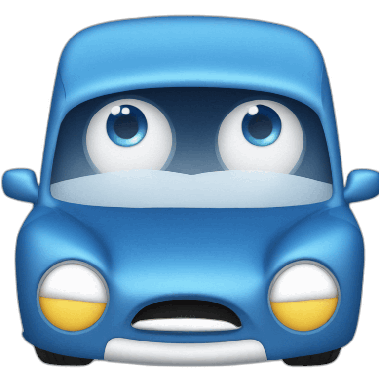 blue car with eyes emoji