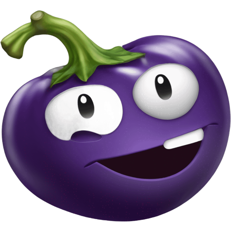 Generate an emoji of an eggplant griped on by a hand with air swooshes and water coming out of the front emoji