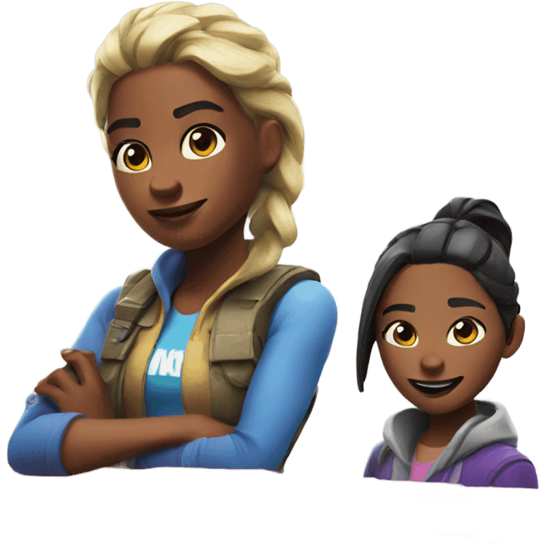 two girls playing fortnite  emoji