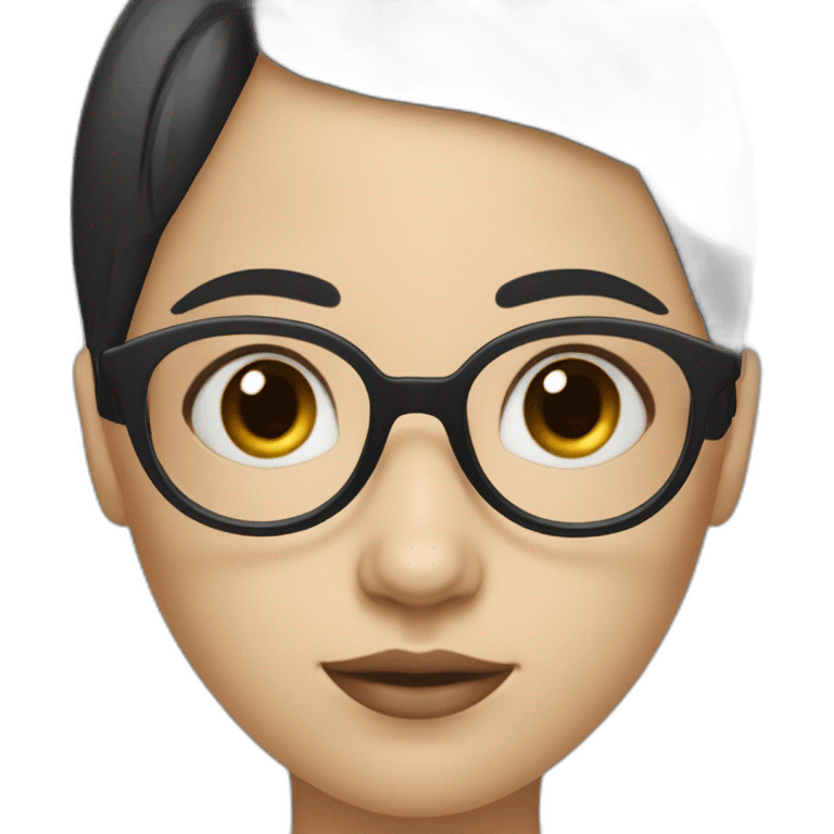 girl with blue eyes , black hair fringe ,white skin and a little cheek and glasses emoji