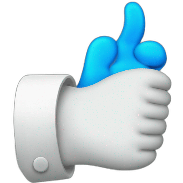 a hand wearing a blue latex glove thumbs up emoji