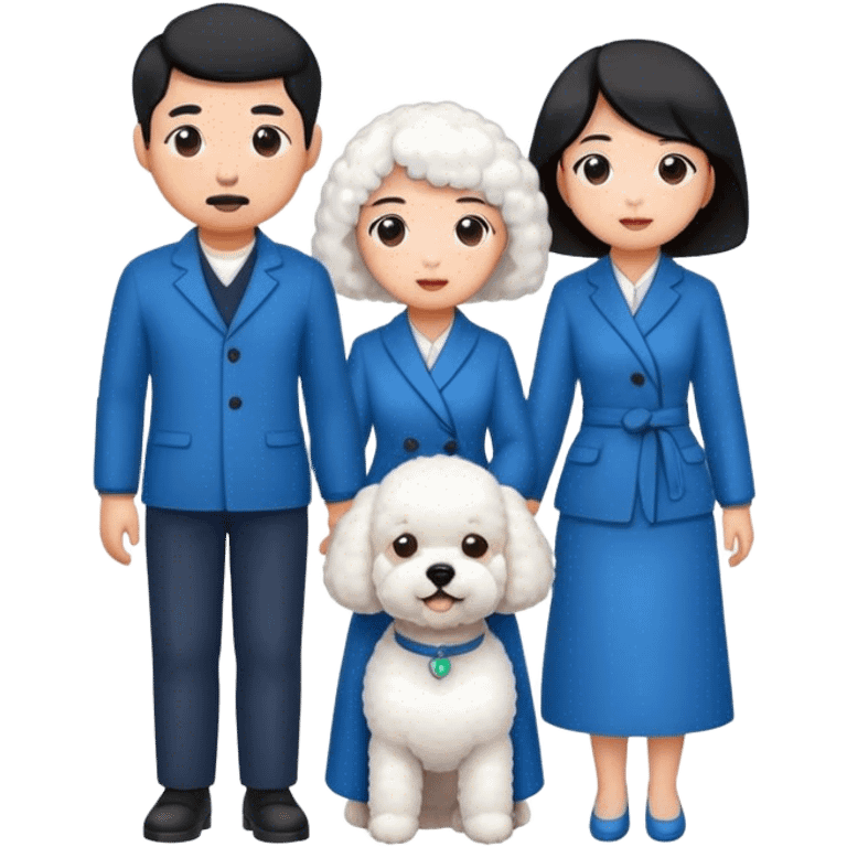 Asian man and woman with a bichon emoji