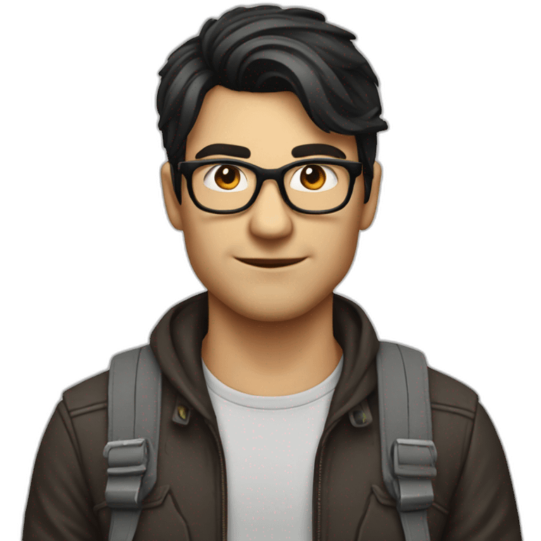 hipster computer nerd male with dark hair emoji