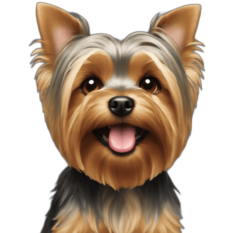 Yorkie dog with a ball in his teeth emoji