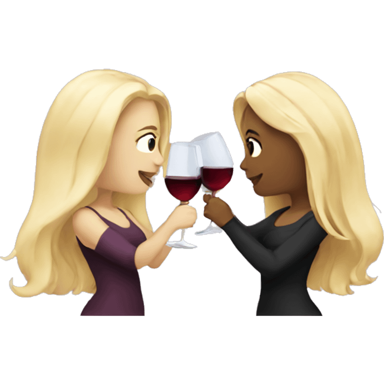 Two blonde girls drinking wine together  emoji