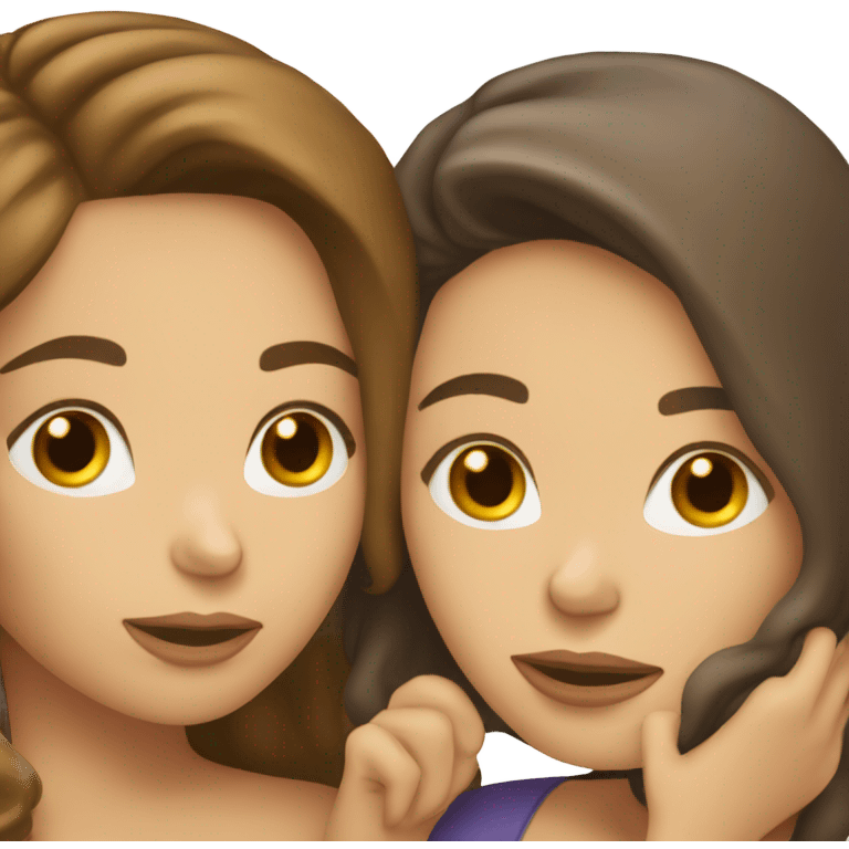 two  brunette caucasians kissing  emoji