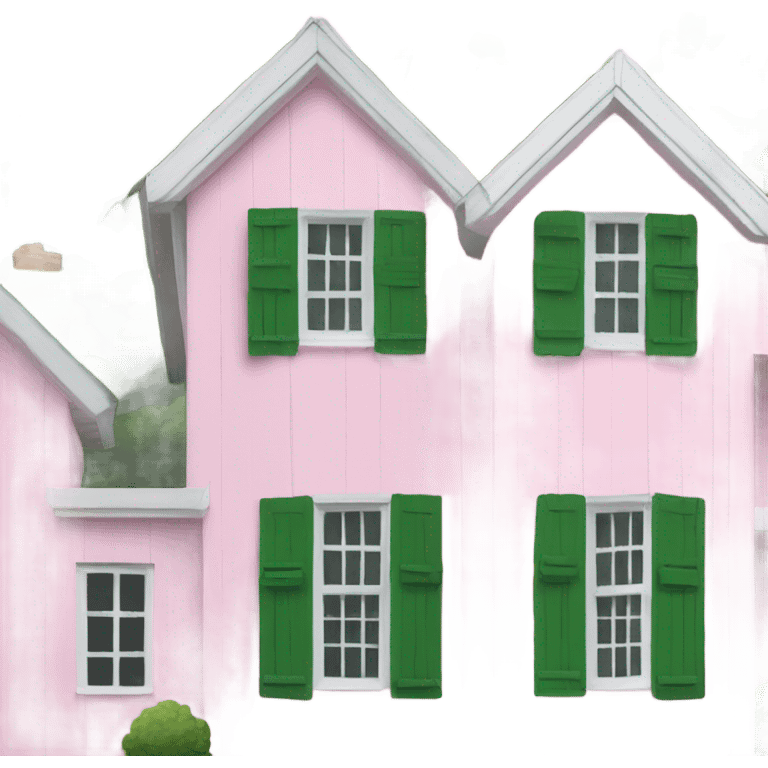 Pink cottage white roof and green shutters emoji