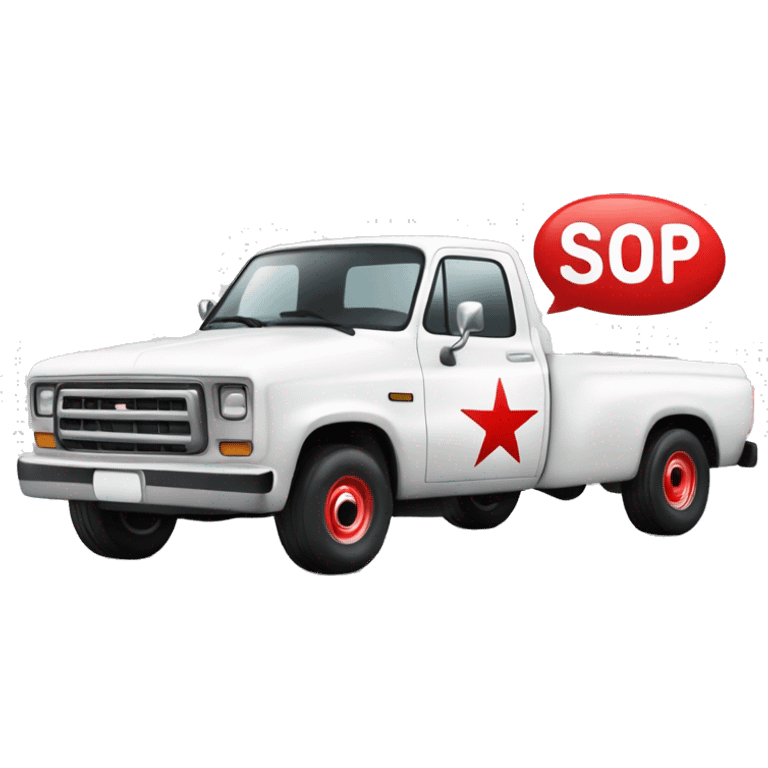 white pick up truck that says star line tours in red ink emoji