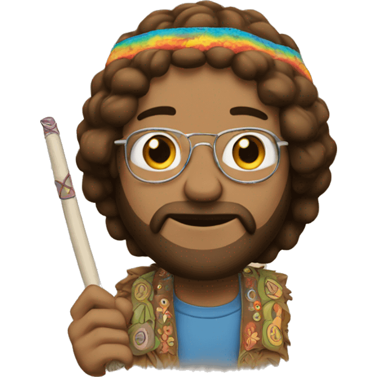 A hippie with a doobie emoji