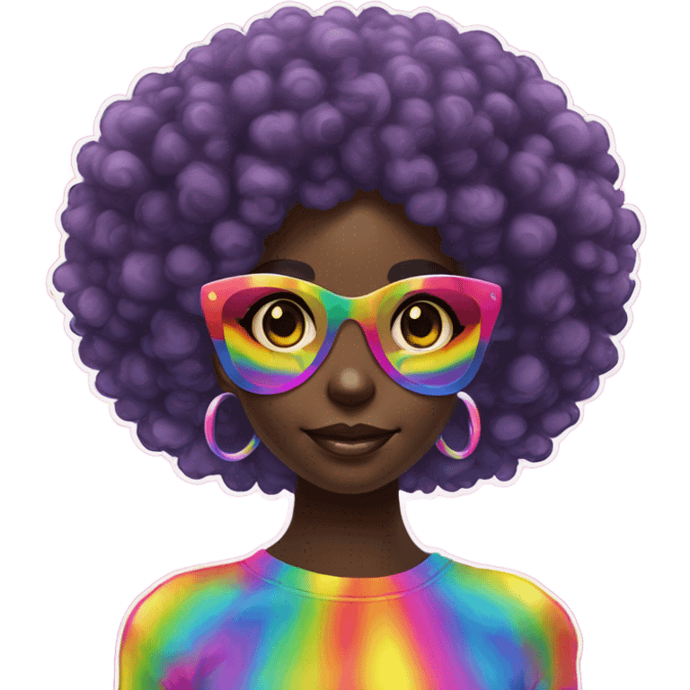 Lisa frank dark skin girl with rainbow Afro  emoji