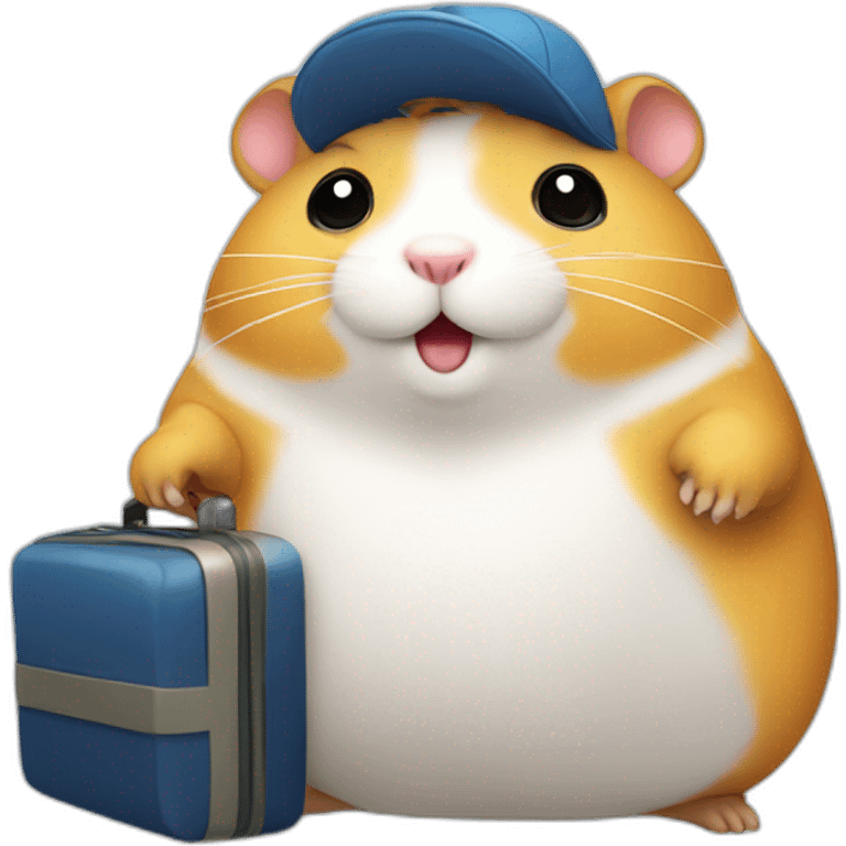 Fat hamster ready to travel with plane emoji