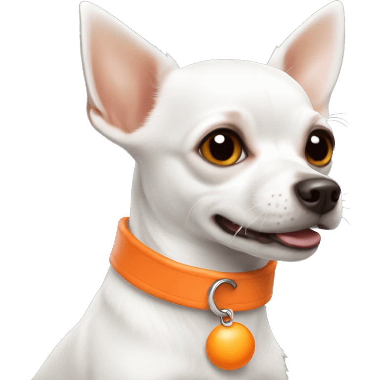 white chihuahua terrier with orange collar emoji