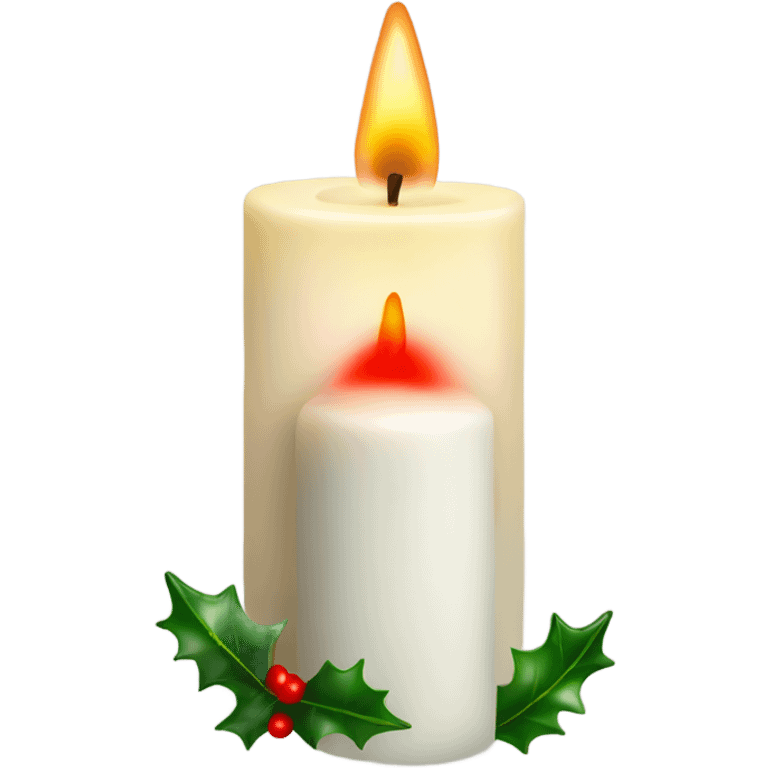 Realistic christmas candle with holly emoji