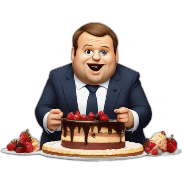 emmanuel macron morbidly obese eating cake emoji