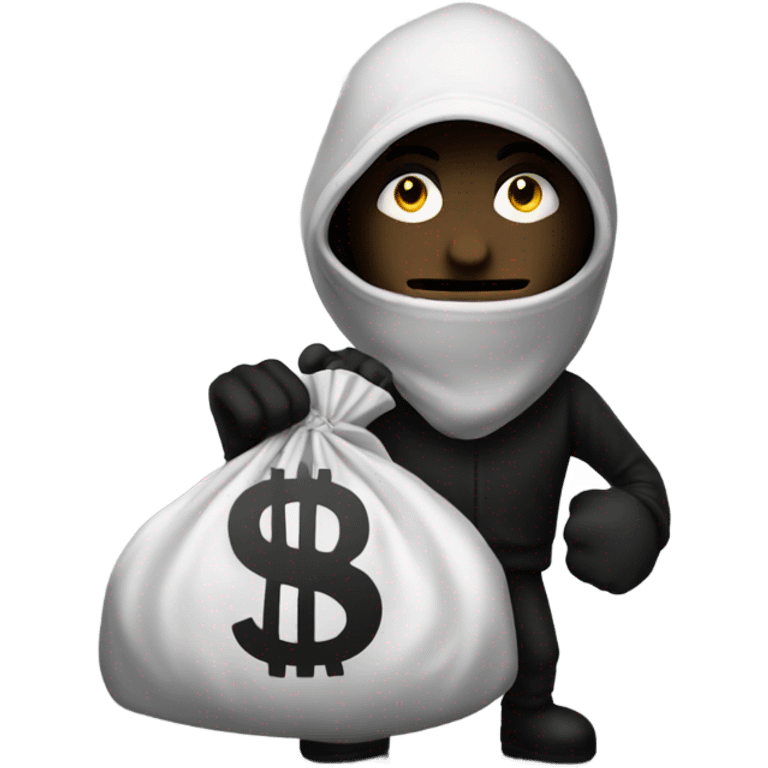 Robber holding bag with dollar sign on it emoji