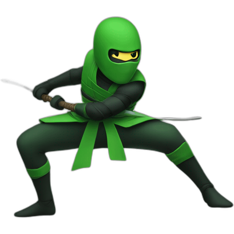 Green ninja attacking emoji