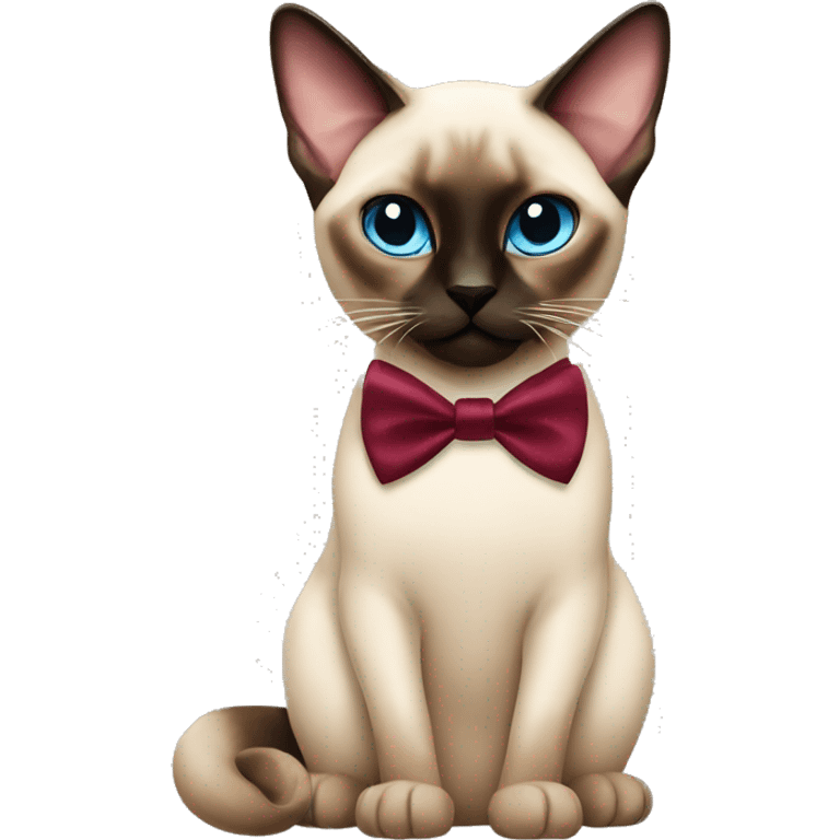 Siamese cat with Burgundy bow tie emoji