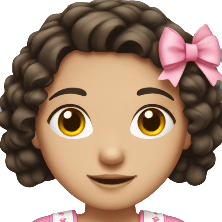 a brunette girl with dark hair and pink bows emoji