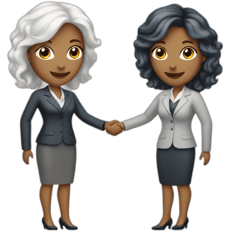 two white business women with different hair colors shaking hands emoji