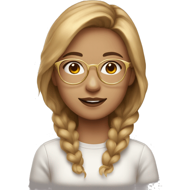 a girl with light brown hair and round glasses with golden frames emoji