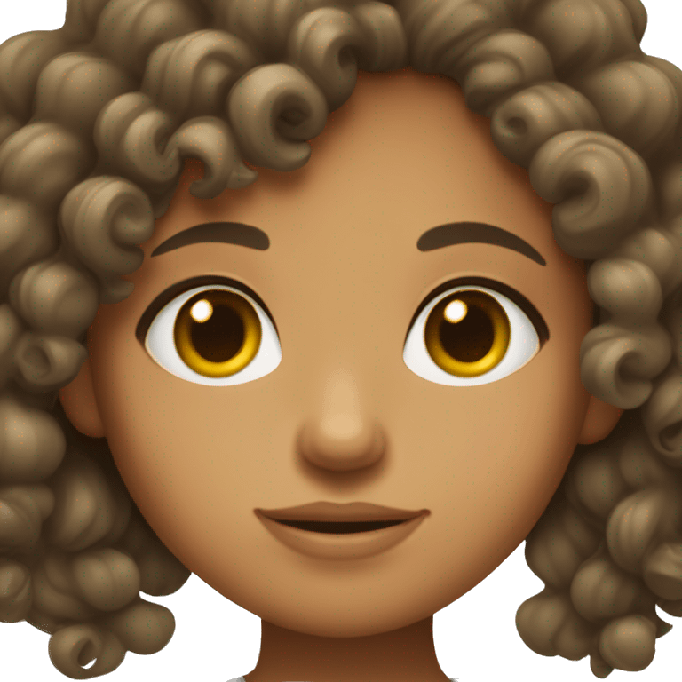 Olive skinned girl with big brown eyes and curly 3A hair emoji