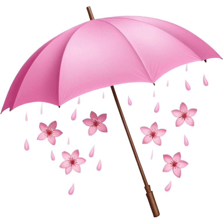 ☂️🌸Two cherry blossoms dropped from a pink umbrella emoji