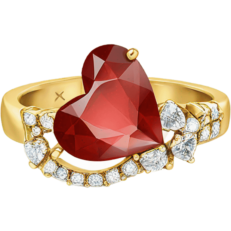 Promise ring red heart with little diamonds  emoji