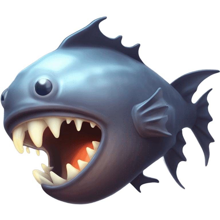 Anglerfish with glowing lure, sharp teeth, and big eyes. emoji