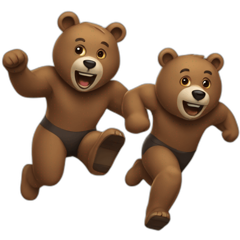 two bears running   emoji