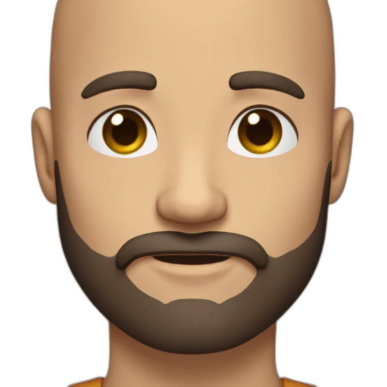 man, dark brown hair, full beard, dark brown eyes, balding on the front, close up, chest up emoji