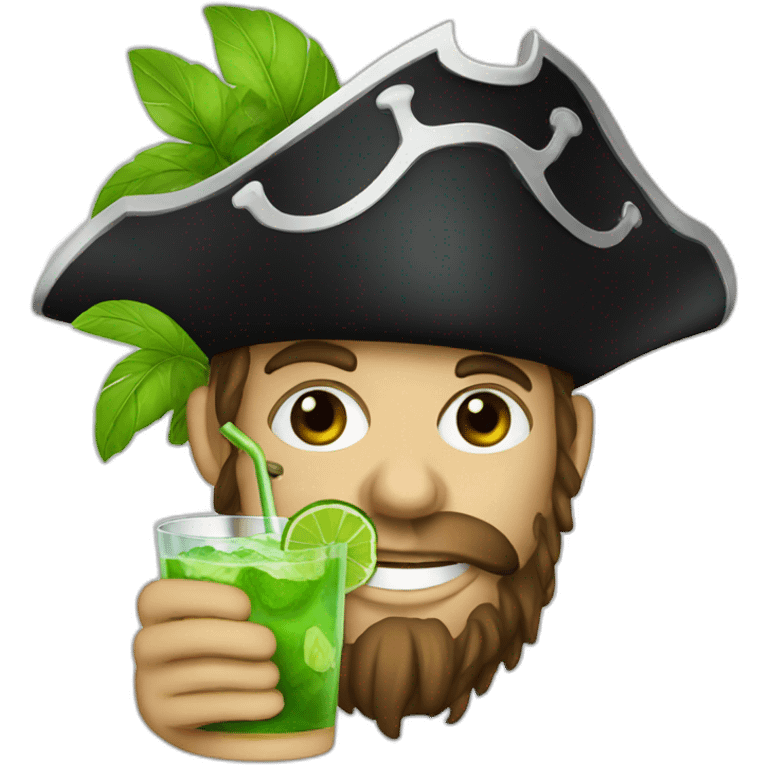 white pirate drinking mojito emoji