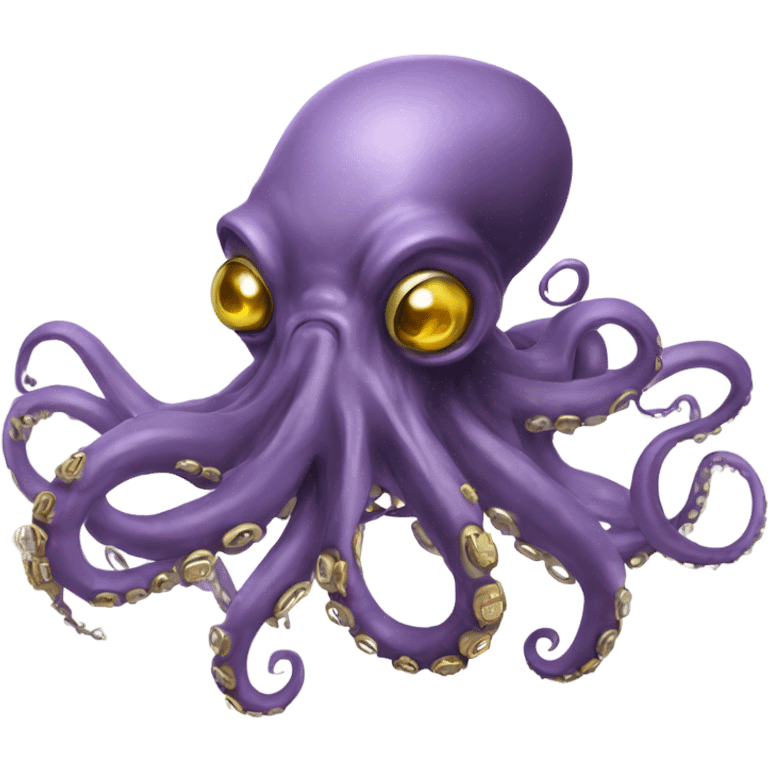 A cyborg octopus spitting gold emoji