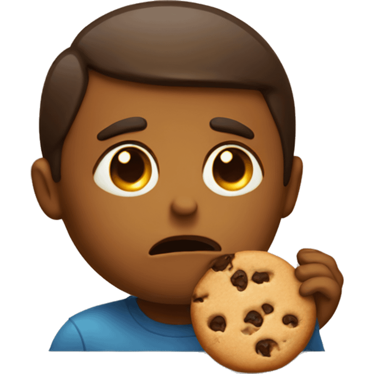 Sad face eating a cookie emoji