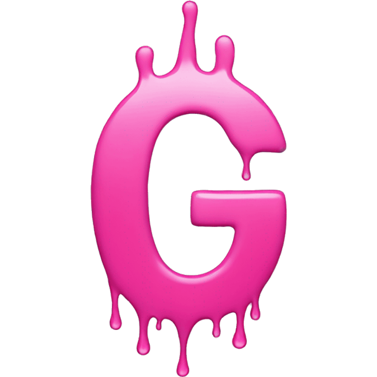 the letter G and there is a dot on it, in pink shades, dripping from it emoji