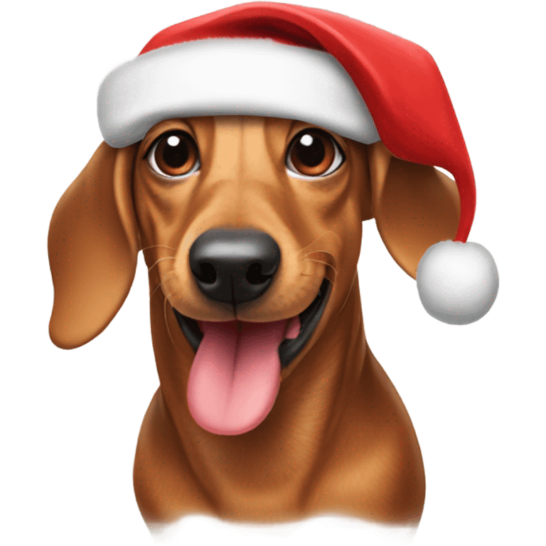 Wiener dog wearing Santa hat  emoji