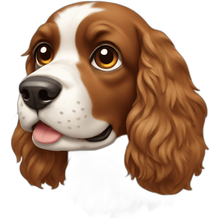 Spaniel haciendo un guió emoji